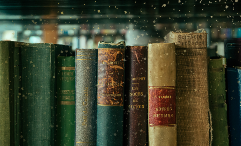 old books in a library